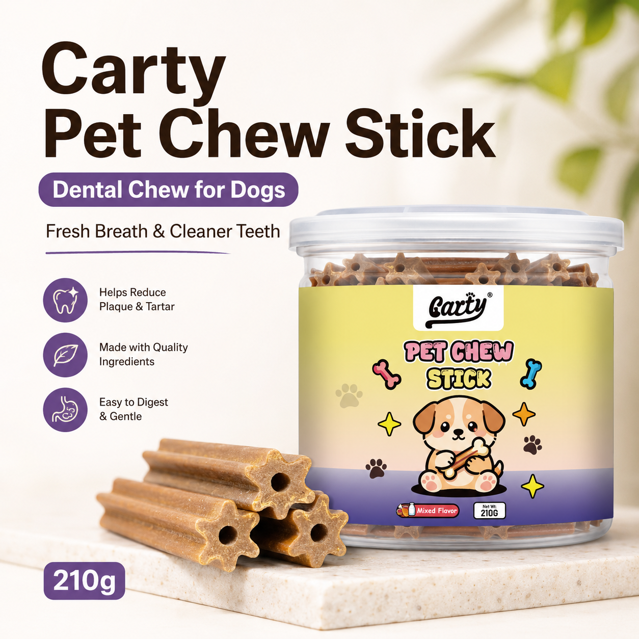 Carty Dog Chew Stick Nutrition Dental Sticks Pet Snack Pet Treats Dog Food /210g - 1fc4e6b7-9379-4e53-85b7-16d3f5def71d.png