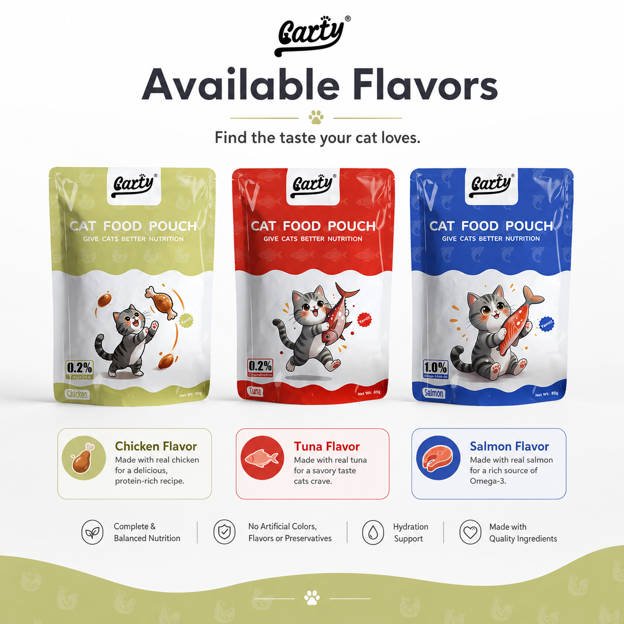 Carty Wet Cat Food Pouch 85g Triple-Action Nourishment Chicken Tuna Salmon Flavor Complete Nutrition for Kitten & Adult - 40d7a4d7-0521-4386-b4e4-e8d6fb7d7112.png