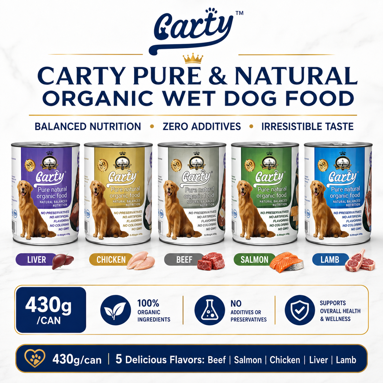 Carty Wet Dog Food in Can 430g Pure Natural Organic Food Adult Puppy For Dog treats - 6173849b-9c18-43c8-ac77-f3c57f34c685.png