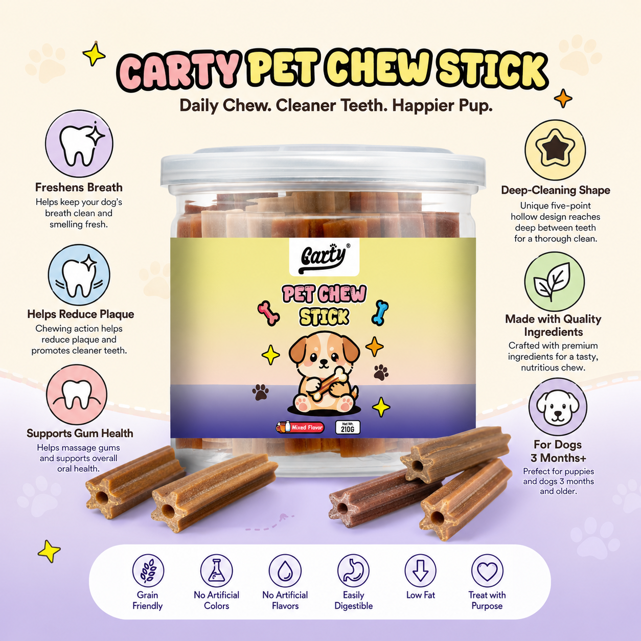 Carty Dog Chew Stick Nutrition Dental Sticks Pet Snack Pet Treats Dog Food /210g - 6fb2f48b-6628-466c-8dbc-656741d670f8.png