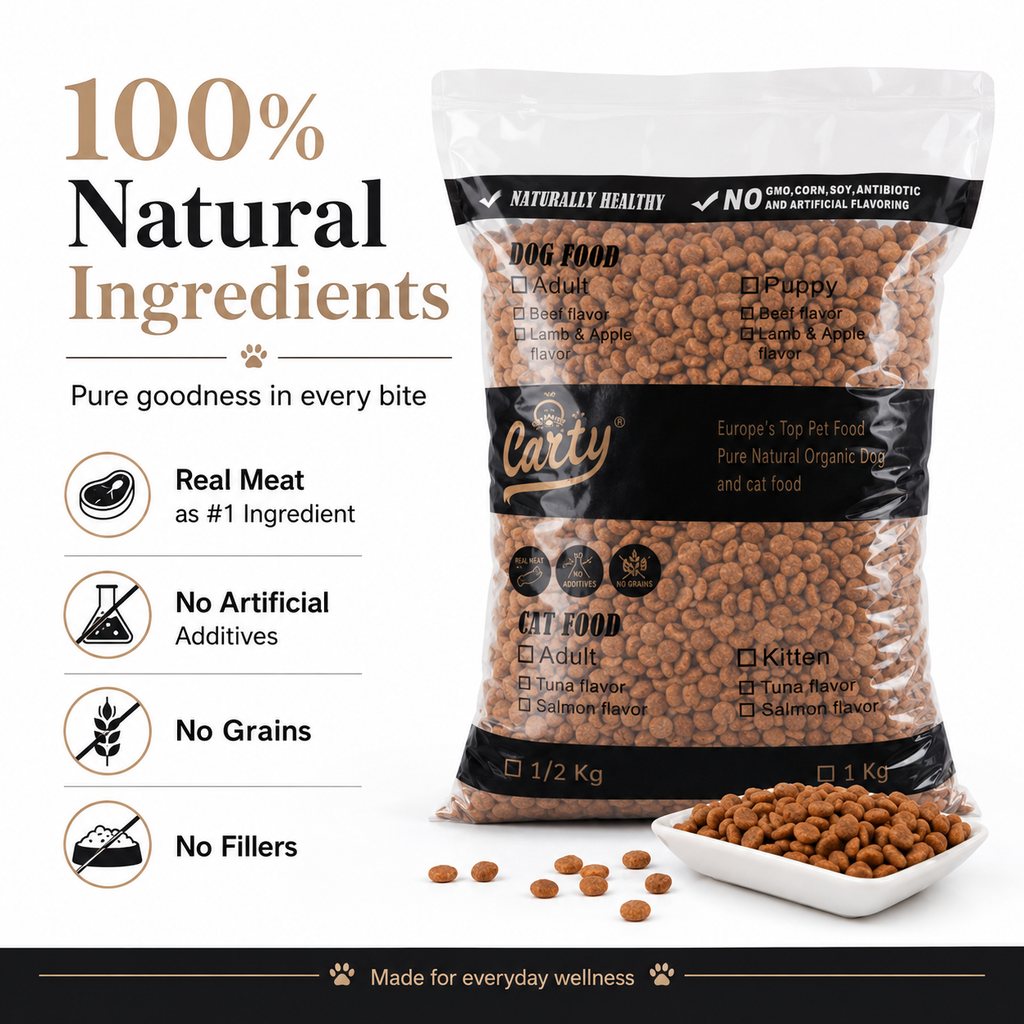 Carty Premium Natural Dog Food PURE NATURAL ORGANIC Dog Dry Food For Adult&Puppy dog treats /BEEF /LAMB /1KG - 77243725-22bc-42d2-bf21-9c5b669d5493.png