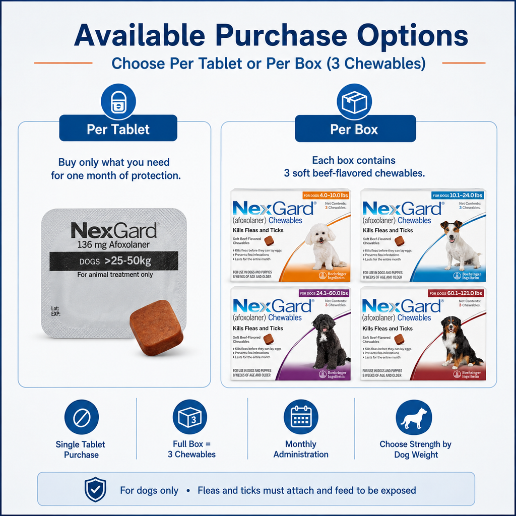 Nexgard Regular for DOGS Anti Tick & Flea With Sticker 1 pcs &3pcs Chewable Tablets - ChatGPT Image 2026年5月19日 14_13_05 (2).png