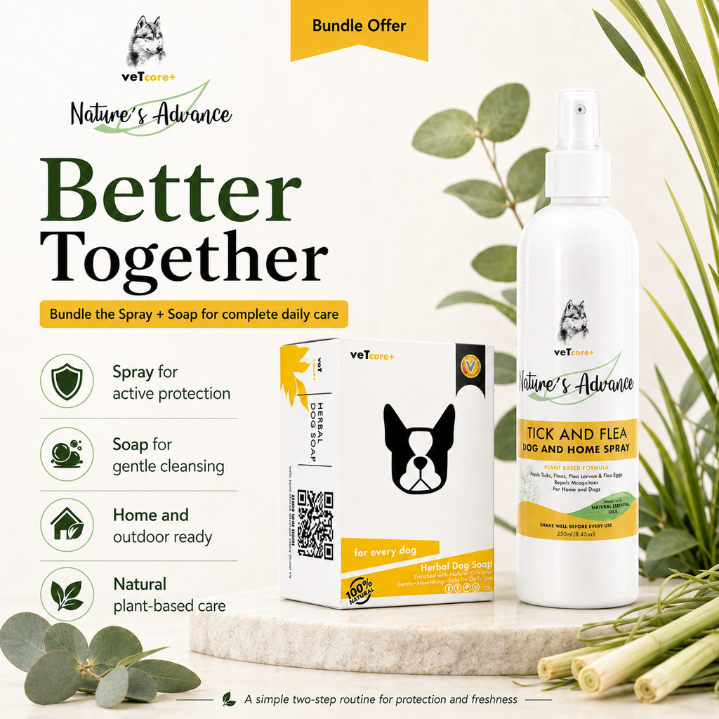Vet Core Plus Nature's Advance Tick and Flea Spray 250ml for dog and home pet Flea Treatment Dog soap VetCore+ - ChatGPT Image 2026年5月19日 21_17_20 (9).png
