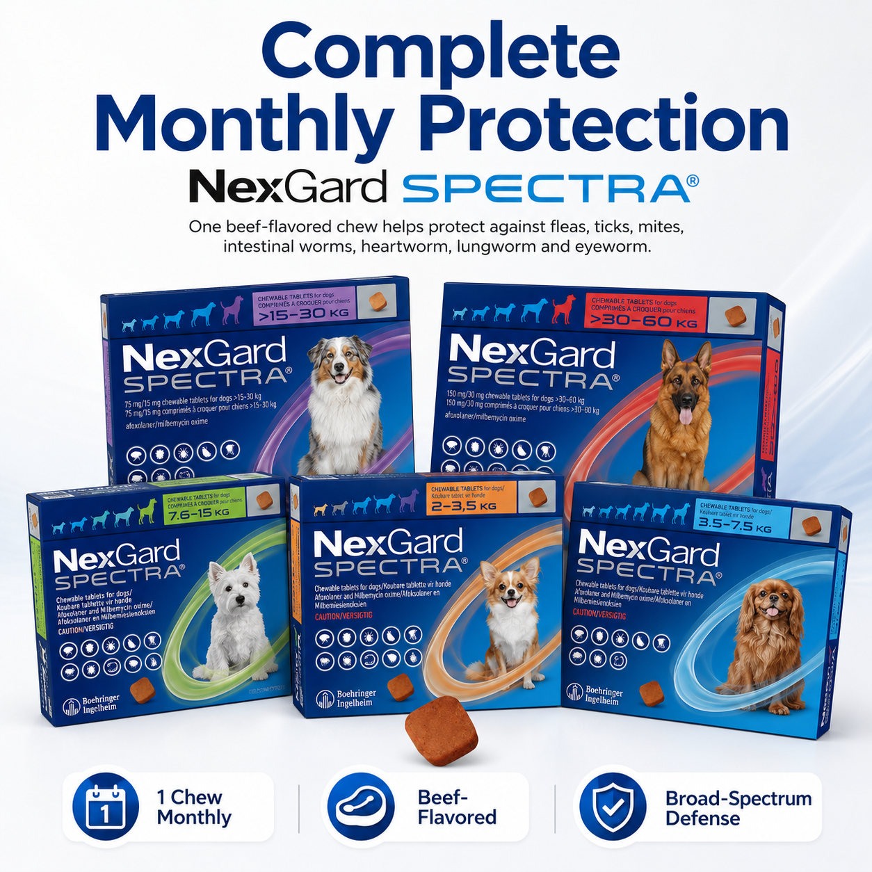 Nexgard Spectra Deworming Chewables Tablet for Dogs Adult Puppy with Sticker Anti Tick Flea MangeTreatment - ChatGPT Image 2026年5月20日 17_56_11 (1).png