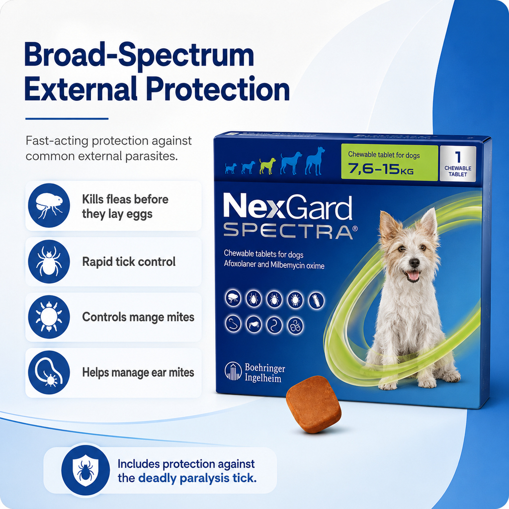Nexgard Spectra Deworming Chewables Tablet for Dogs Adult Puppy with Sticker Anti Tick Flea MangeTreatment - ChatGPT Image 2026年5月20日 17_56_12 (2).png