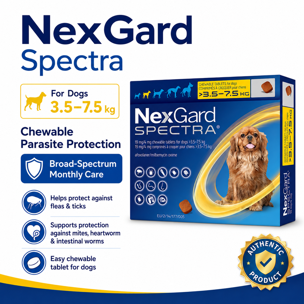 NexGard Spectra Chewables for Dogs - 3.5-7.5kg, 1 Chew