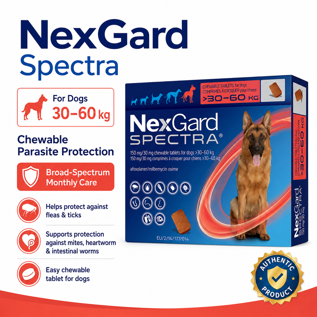 NexGard Spectra Chewables for Dogs - 30-60kg, 1 Chew
