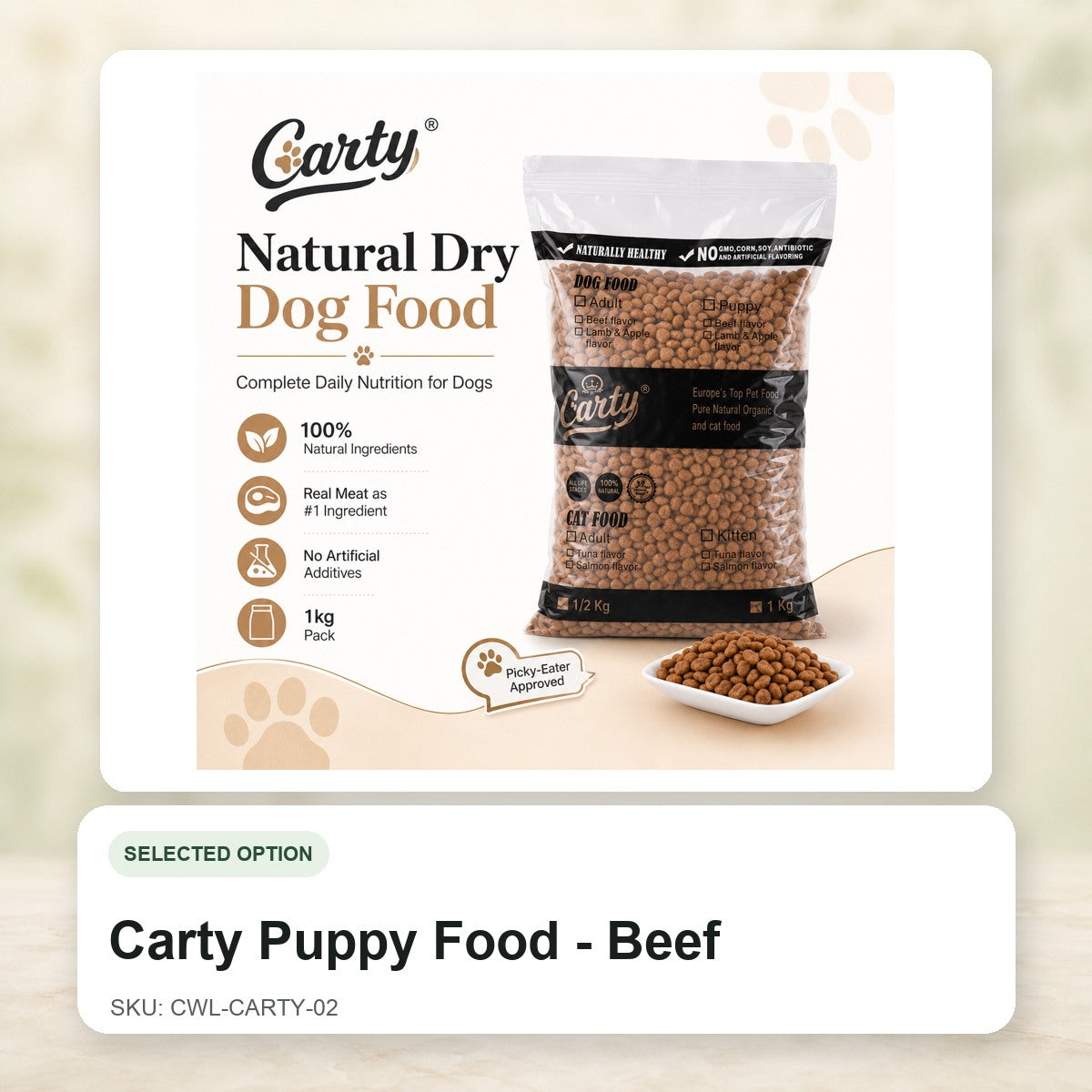 Carty Puppy Food - Beef - CWL-CARTY-02