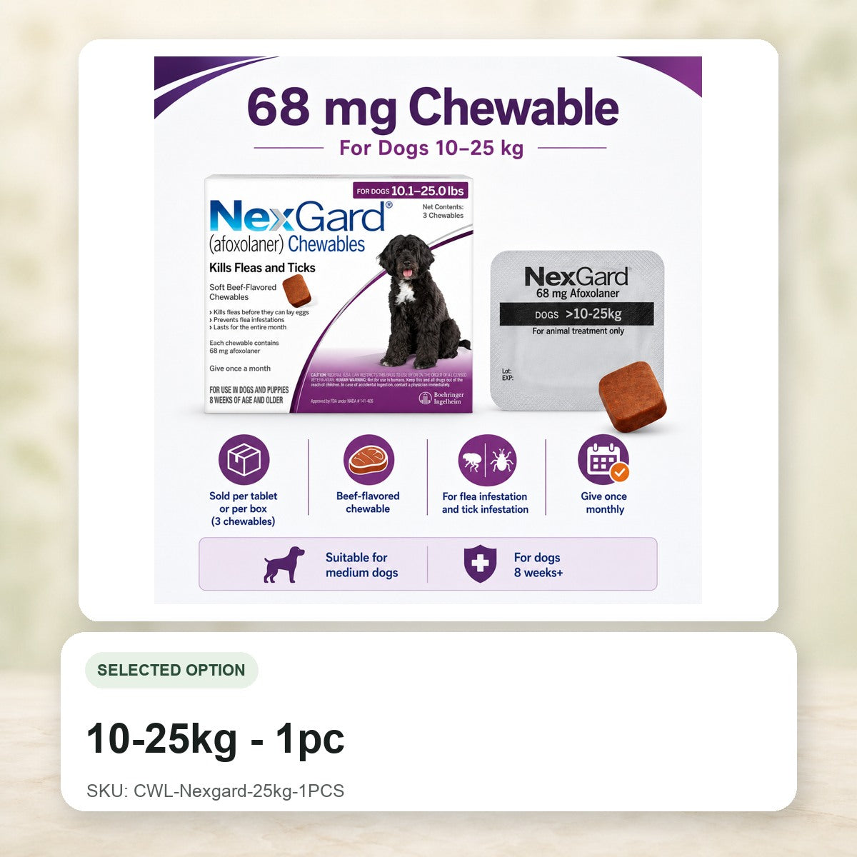 10-25kg - 1pc - CWL-Nexgard-25kg-1PCS