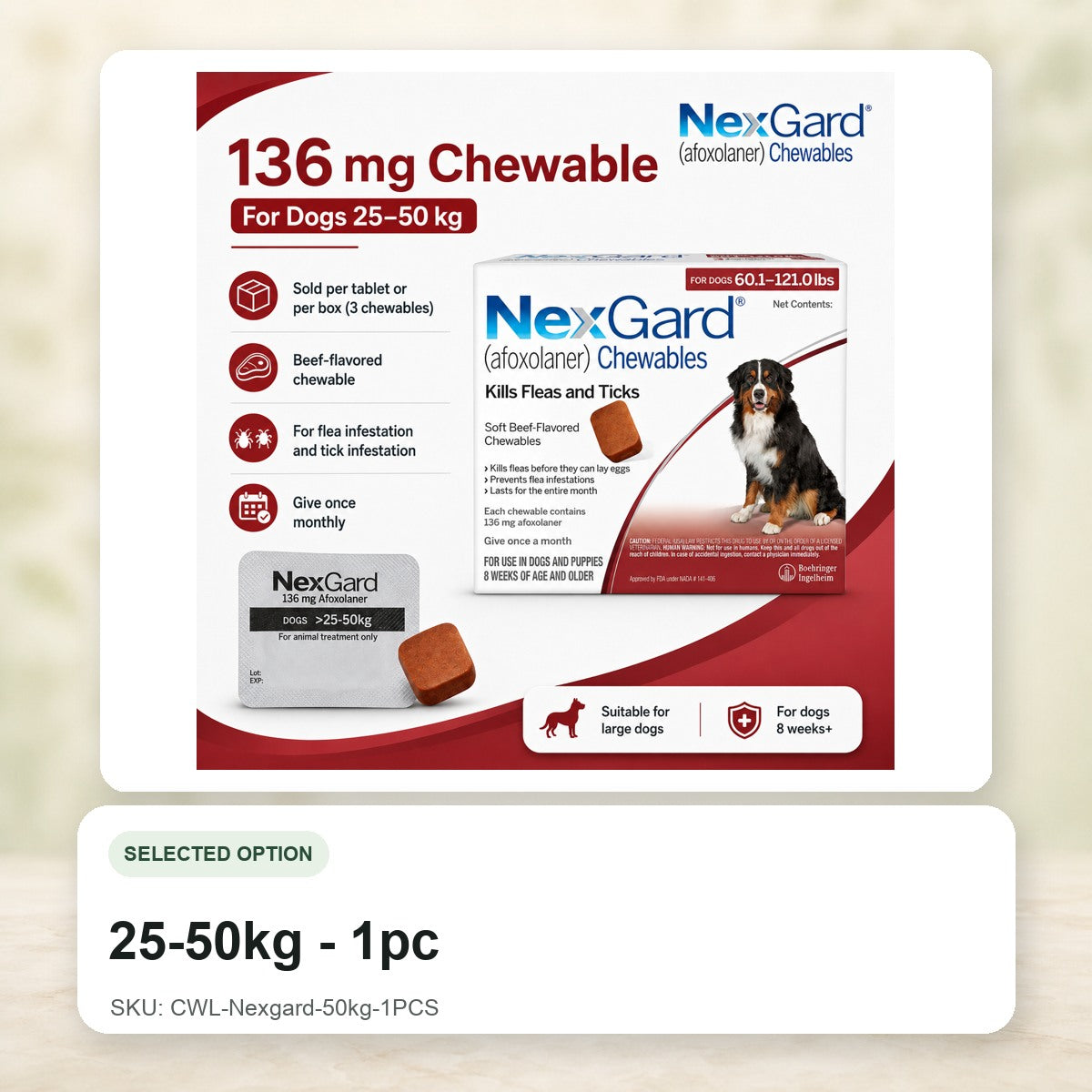 25-50kg - 1pc - CWL-Nexgard-50kg-1PCS