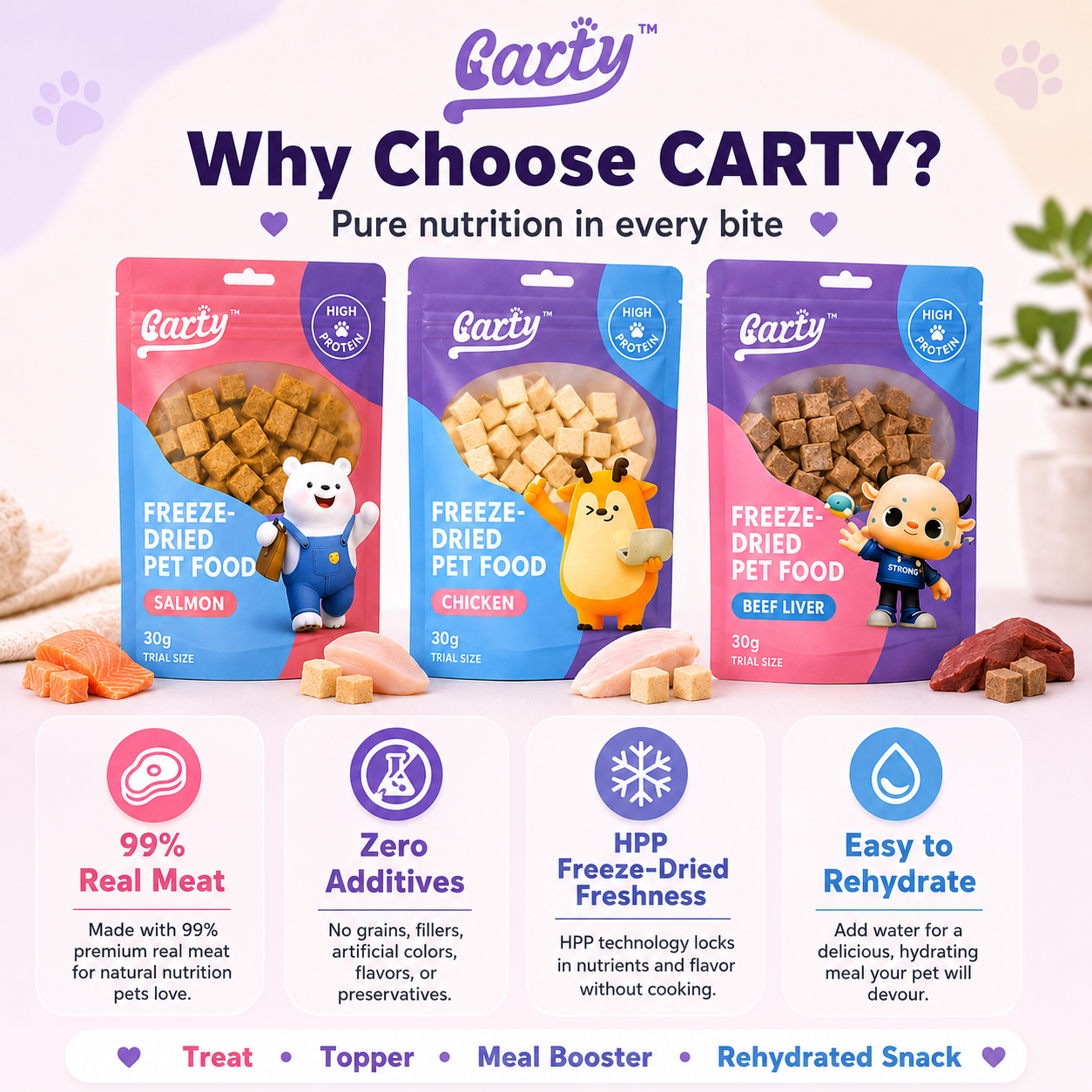 Carty Freeze-Dried Cat & Dog Treats: Chicken, Salmon, or Beef Liver, 30g | Natural Nutritious | Kitten Adult Puppy All Stages Treats Cat Food Dog - cbb03e5b-5403-4cc5-9fad-51b3b8f48e51.png