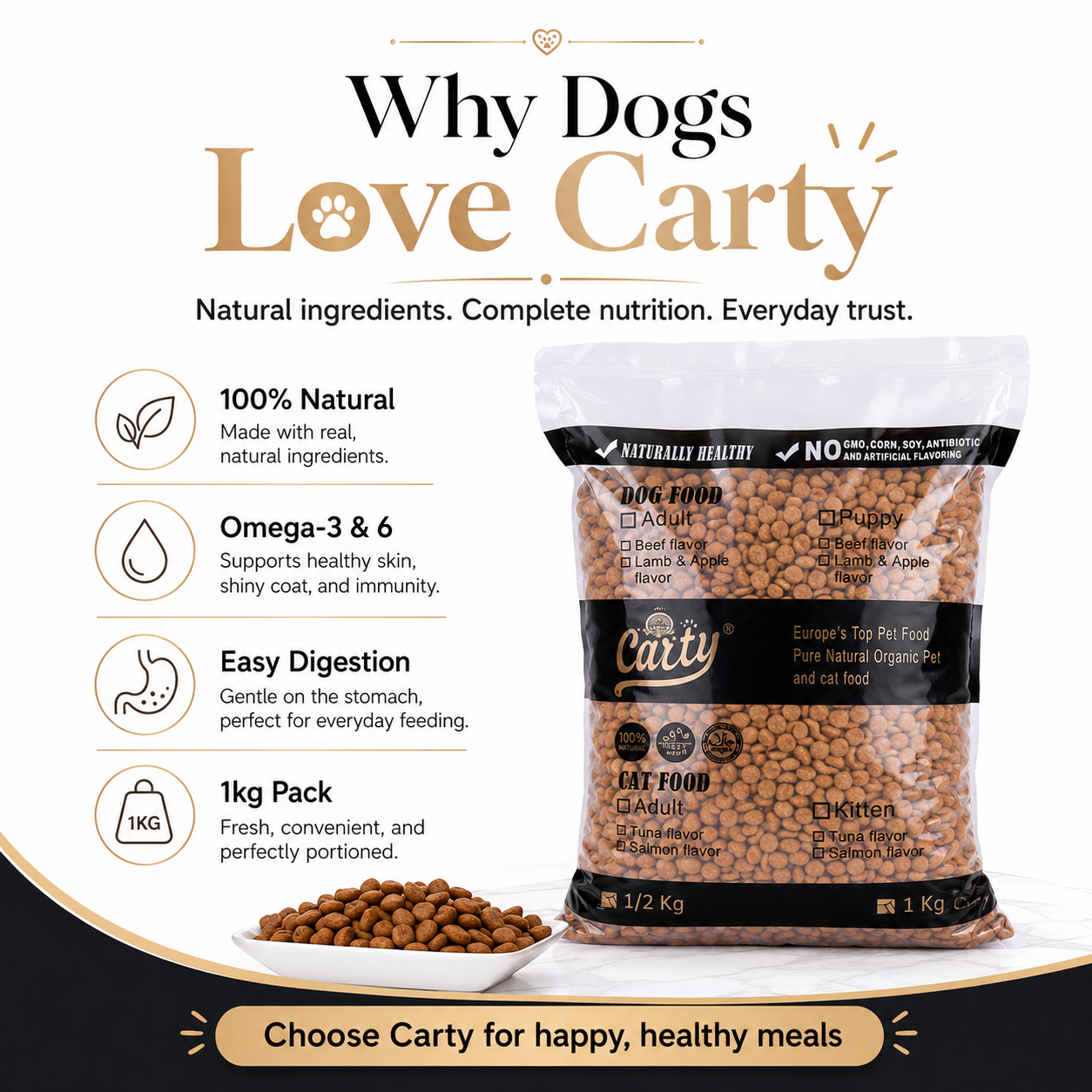 Carty Premium Natural Dog Food PURE NATURAL ORGANIC Dog Dry Food For Adult&Puppy dog treats /BEEF /LAMB /1KG - ef661a3d-4b77-43e5-80d6-273c80a97f04.png